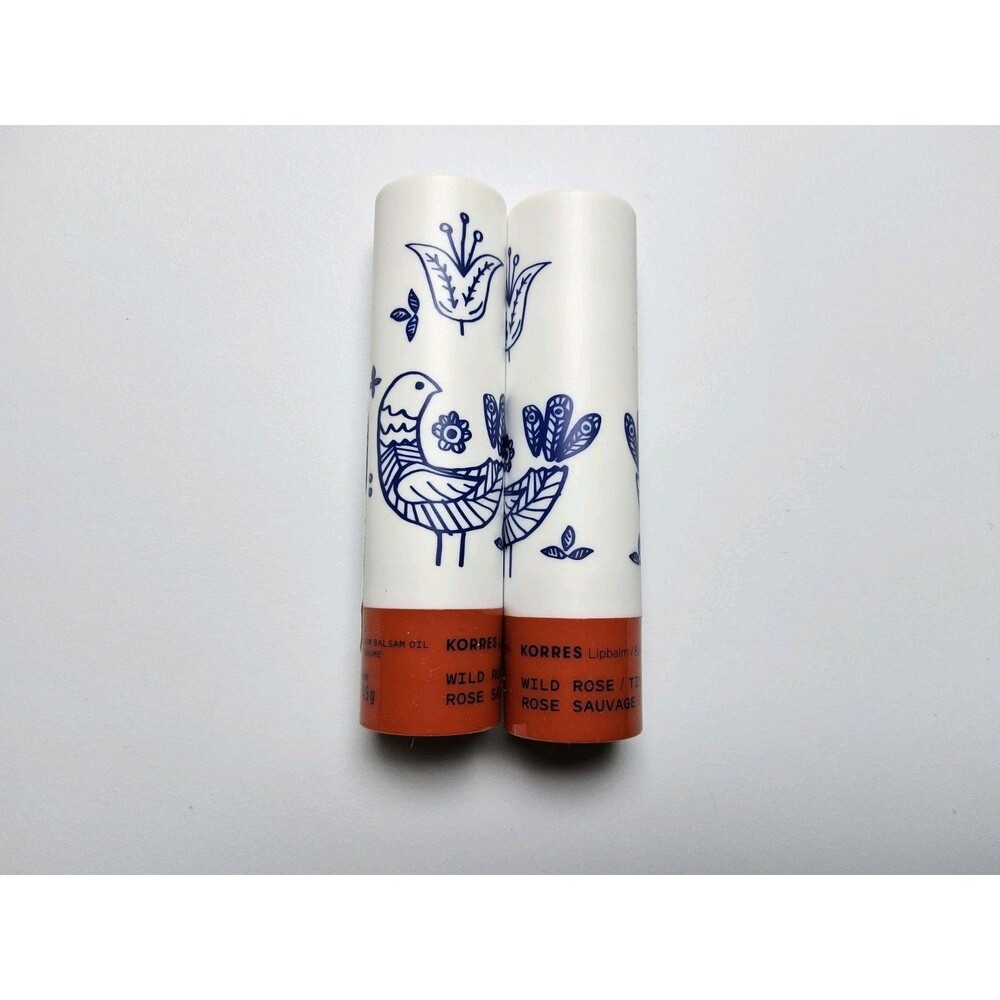Korres Wild Rose Tinted Lip Balm Lot Of 2 - 4.5g/.15oz - New, Sealed